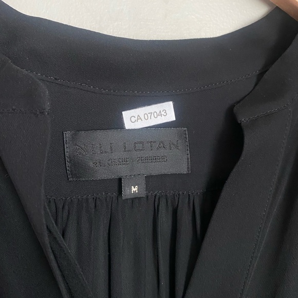 NILI LOTAN Henley Button Down Silk Dress Black Size Medium Luxury Minimalist - Picture 5 of 15